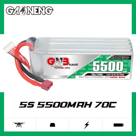 GNB GAONENG 5500mah 5S 18.5V 70C 140C DEANS TPLUG  RC Air Drone LiPo Battery High Discharge C Rating Performance Helicopter